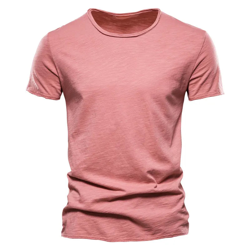 T-shirt à manches courtes pour homme 100% Coton "AIOPESON - Y.two" - Rouge corail / S (50-55kg) | Planète Rando