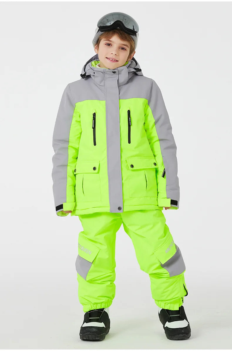 Combinaison de ski / snowboard pour enfants, coupe - vent, imperméable, ensemble de neige d'hiver "Artic King - Queen 103" - Planète Rando