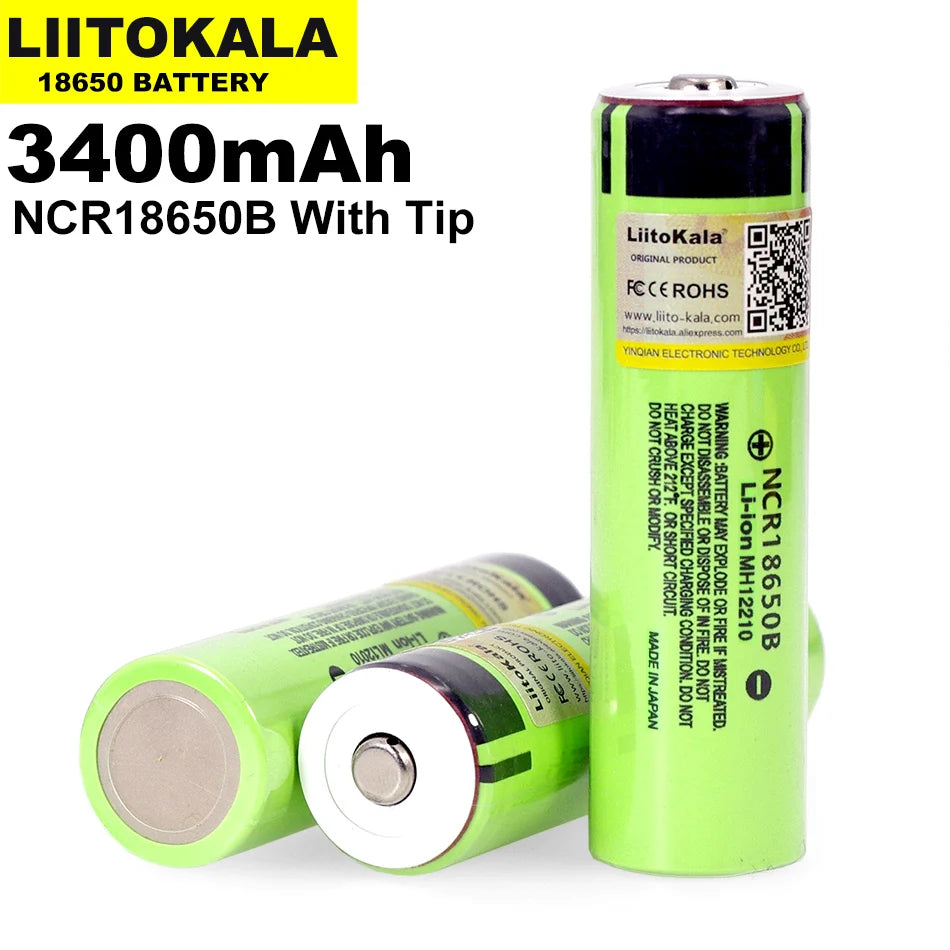 Batterie au Lithium Rechargeable 3.7V, 3400mah, 18650 "Liitokala - NCR18650B"