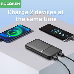 Batterie externe portable / power bank 10000 mAh charge rapide 210g "Rocoren - 10000 series" - Planète Rando