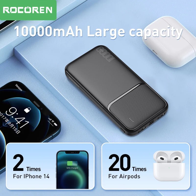 Batterie externe portable / power bank 10000 mAh charge rapide 210g "Rocoren - 10000 series" - Planète Rando