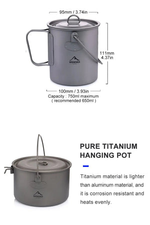 Batterie / popote de cuisine en titane pour camping "WIDESEA - WSTC Titanium series" - Planète Rando