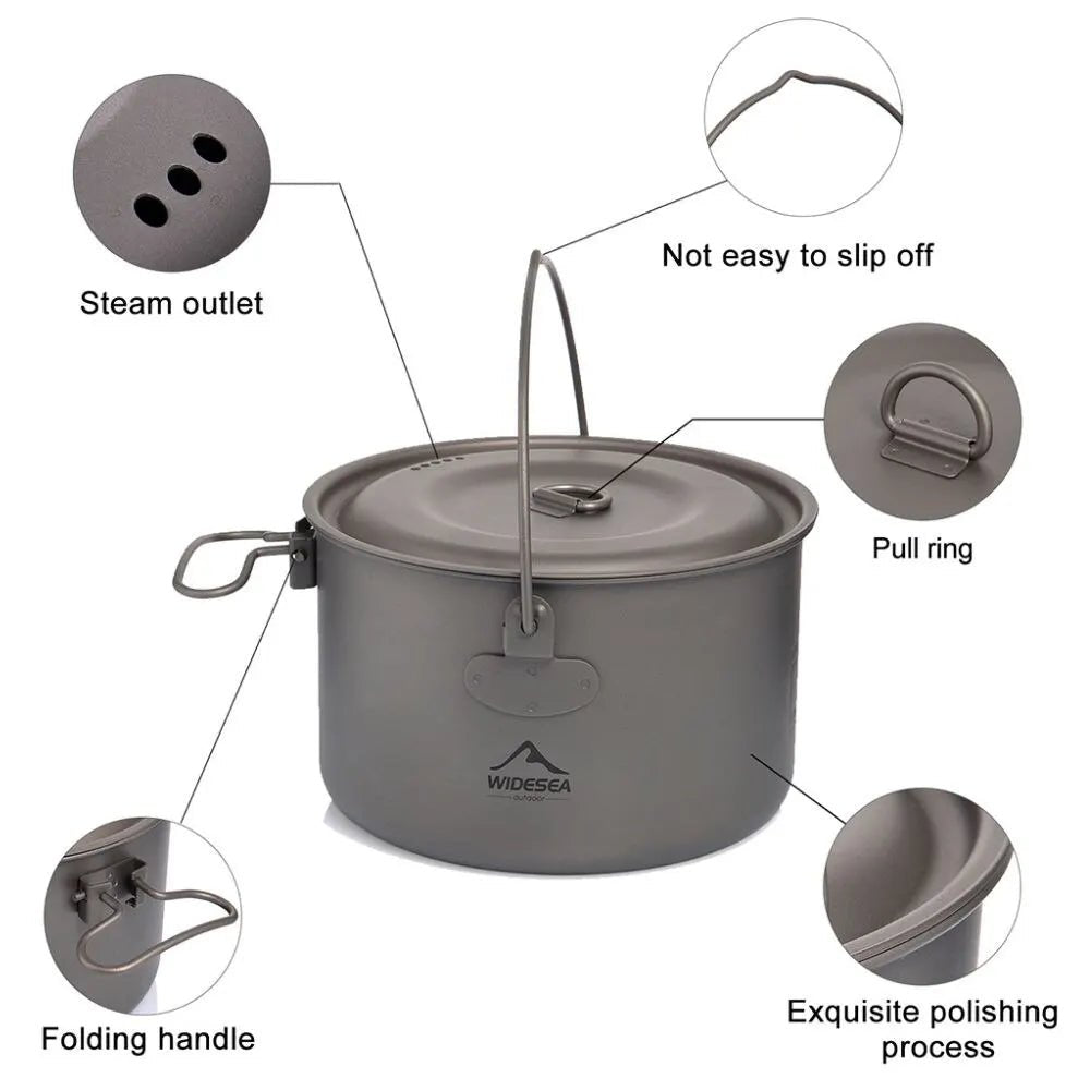 Batterie / popote de cuisine en titane pour camping "WIDESEA - WSTC Titanium series" - Planète Rando