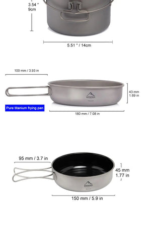 Batterie / popote de cuisine en titane pour camping "WIDESEA - WSTC Titanium series" - Planète Rando