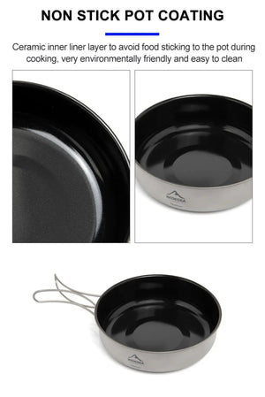 Batterie / popote de cuisine en titane pour camping "WIDESEA - WSTC Titanium series" - Planète Rando