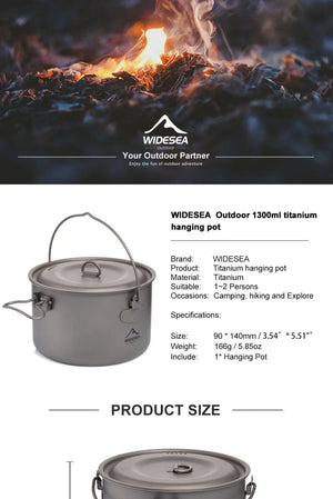 Batterie / popote de cuisine en titane pour camping "WIDESEA - WSTC Titanium series" - Planète Rando