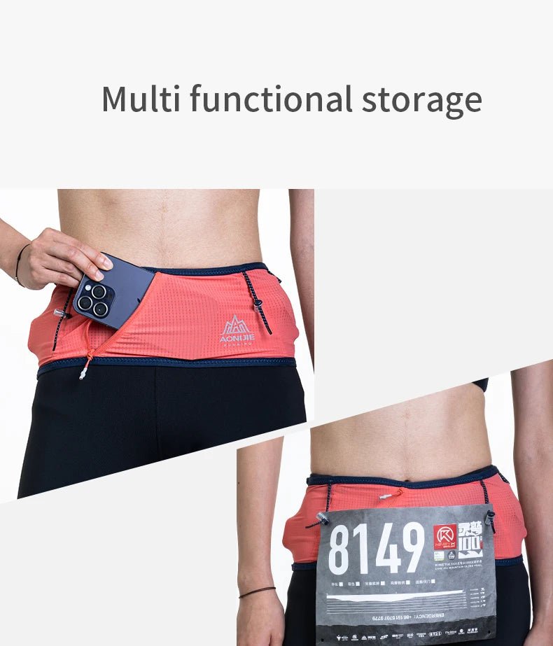 Ceinture de course d'hydratation pour le trail / running / marathon avec support pour téléphone portable "AONIJIE - W8101" - Planète Rando