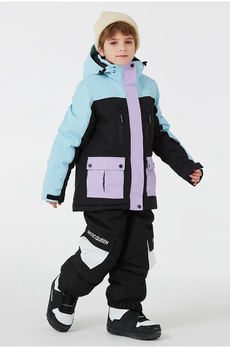 Combinaison de ski / snowboard pour enfants, coupe - vent, imperméable, ensemble de neige d'hiver "Artic King - Queen 103" - Planète Rando