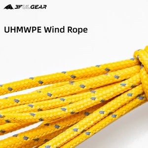 Cordelette réfléchissante en UHMWPE pour tente de bivouac / camping 1.5mm d'épaisseur 80g "3F UL GEAR - Wind Rope" - Planète Rando