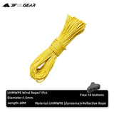 Cordelette réfléchissante en UHMWPE pour tente de bivouac / camping 1.5mm d'épaisseur 80g "3F UL GEAR - Wind Rope" - Planète Rando