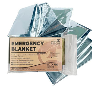 Couverture de survie urgence thermique en Mylar, 1.6x2.1m "Rhino Rescue - Emergency blanket" - Planète Rando