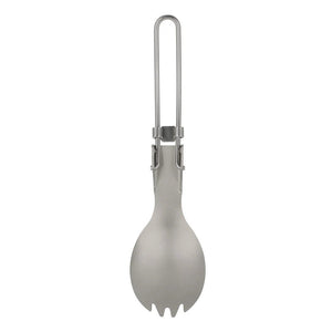 Cuillère à fourchette / cuitochette pliante en titane semi - poli, légère "Lixada - Titanium Folding Spork" - Planète Rando