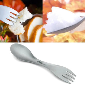 Cuillère fourchette / cuitochette en titane ultraléger pour le camping, la randonnée ou le voyage "Tito - Titanium Spork YFY2416" - Planète Rando