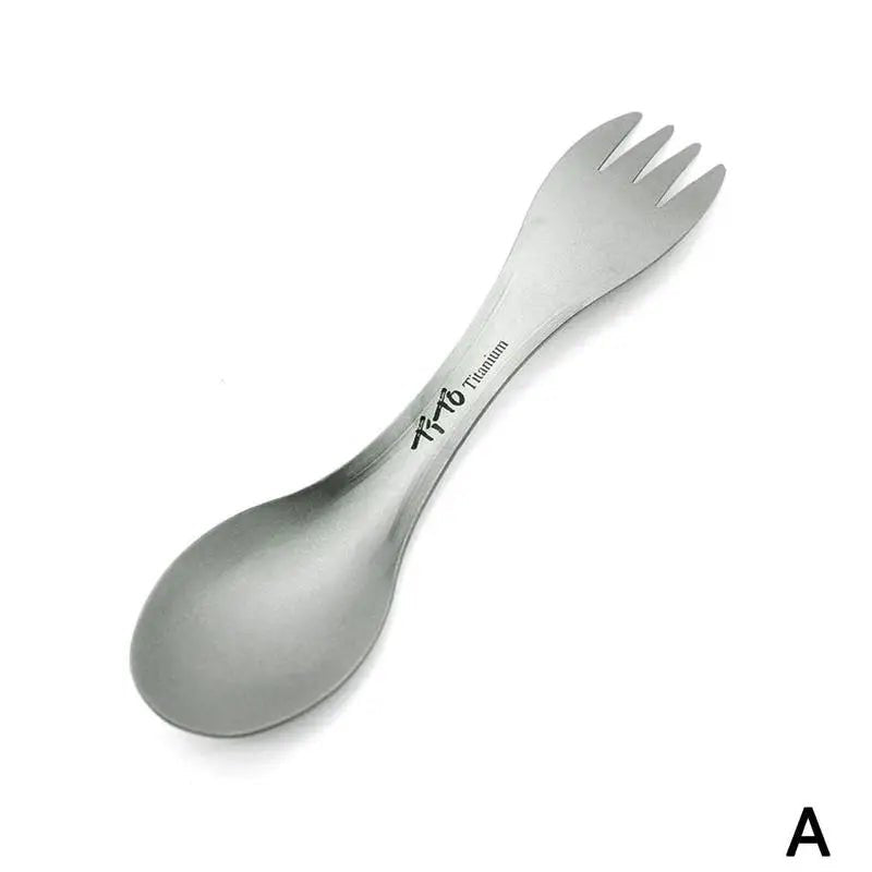 Cuillère fourchette / cuitochette en titane ultraléger pour le camping, la randonnée ou le voyage "Tito - Titanium Spork YFY2416" - Planète Rando