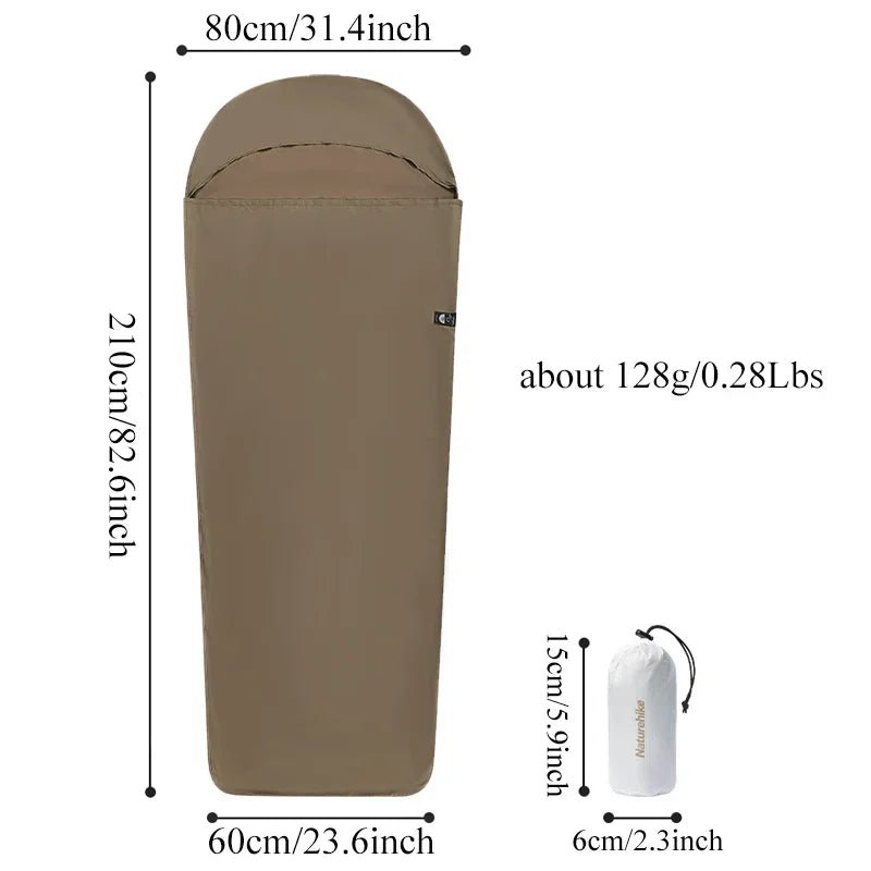 Drap de sac de couchage ultraléger pour le camping, bikepacking, bivouac et la randonnée 130g "Naturehike - Sleeping Bag Liner  ZY20" - Planète Rando