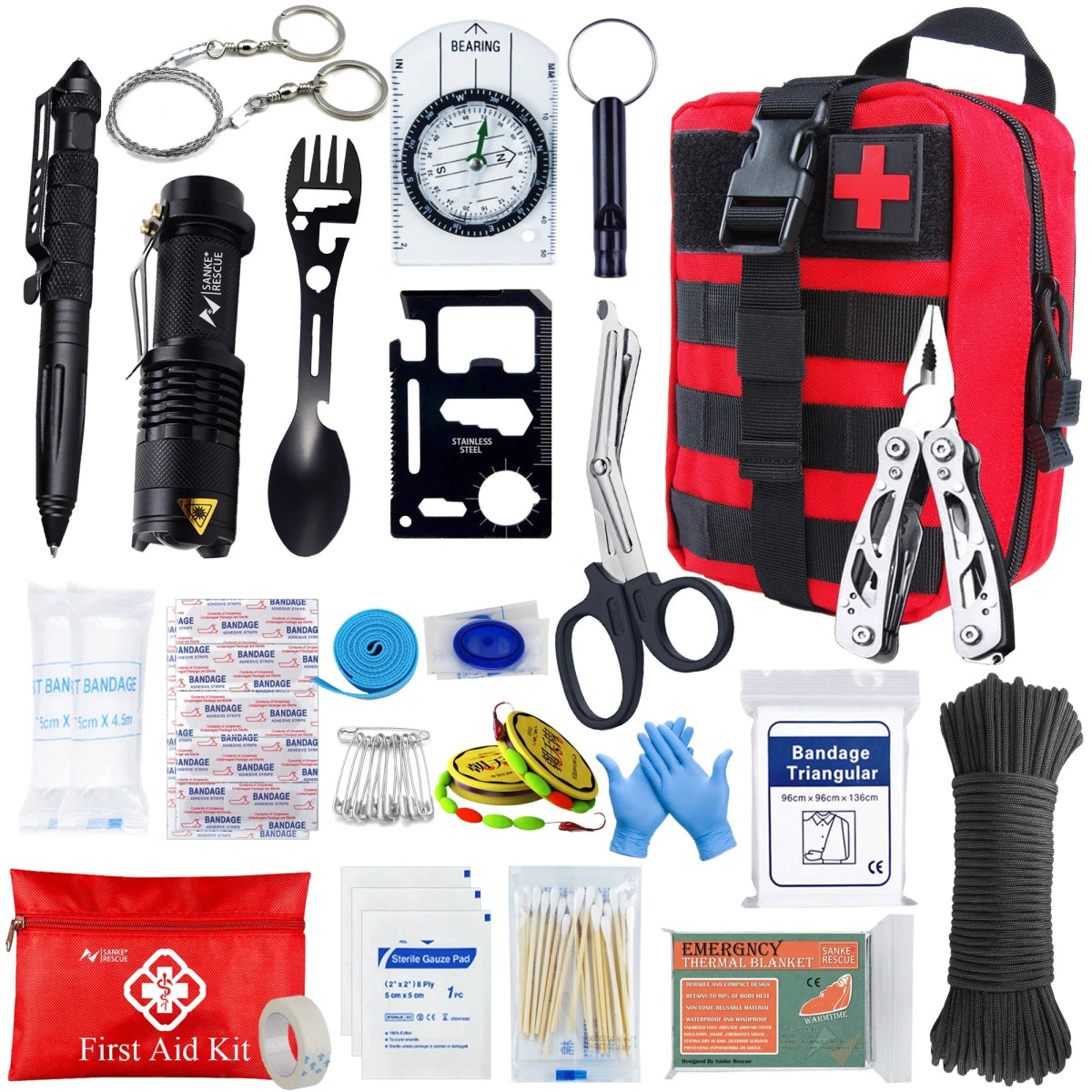 Kit de survie tactique EDC pour autodéfense et secours d'urgence "Sanke Rescue - EDC Emergency Kit" - Planète Rando