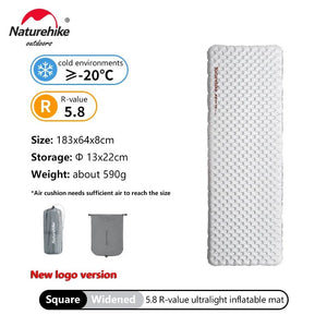 Matelas gonflable de randonnée ultraléger 4 saison à partir de 440g "Naturehike – Inflatable pad R - value 5.8" - Planète Rando