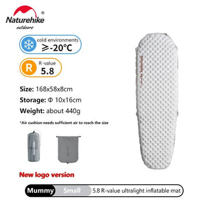 Matelas gonflable de randonnée ultraléger 4 saison à partir de 440g "Naturehike – Inflatable pad R - value 5.8" - Planète Rando