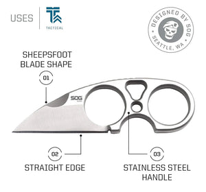 Mini - couteau à lame fixe EDC auto - défense survie avec étui "SOG - SNARL JB01K - CP" - Planète Rando