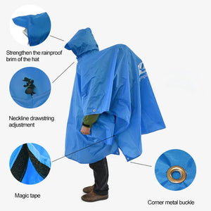 Poncho imperméable / tarp 3 en 1 léger pour la randonnée et les activités outdoor 290g "Campleader - Hiking Raincoat" - Planète Rando