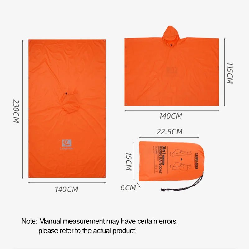 Poncho imperméable / tarp 3 en 1 léger pour la randonnée et les activités outdoor 290g "Campleader - Hiking Raincoat" - Planète Rando