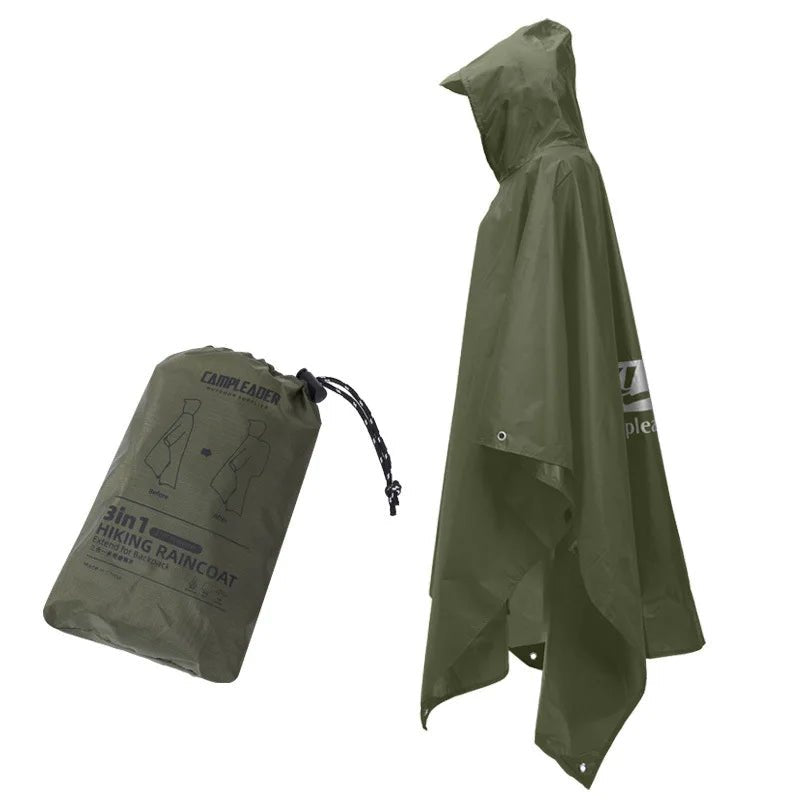 Poncho imperméable / tarp 3 en 1 léger pour la randonnée et les activités outdoor 290g "Campleader - Hiking Raincoat" - Planète Rando