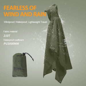 Poncho imperméable / tarp 3 en 1 léger pour la randonnée et les activités outdoor 290g "Campleader - Hiking Raincoat" - Planète Rando