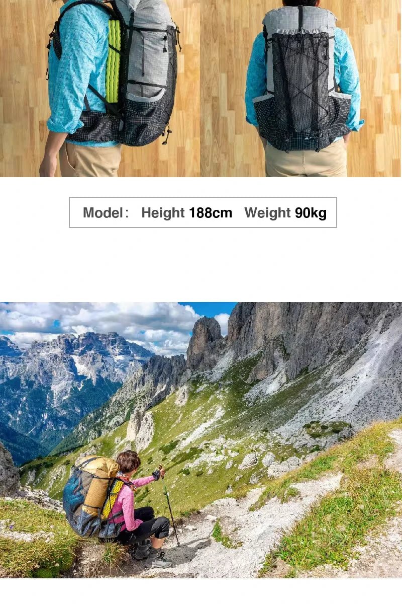 Sac à dos de randonnée / trekking imperméable UHMWPE 46L + 10L 880g "3F UL GEAR - Qi Dian Pro" - Planète Rando