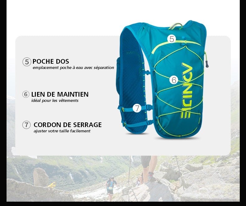 Sac à dos d'hydratation pour la course à pied / running / ultra trail 190g "AONIJIE – C9107" - Planète Rando