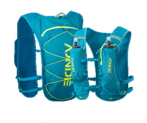 Le AONIJIE C9107 est un sac d'hydratation de course léger de 120 g de couleur bleue, doté d'un nylon élasthanne durable et de touches jaunes sportives. Il comprend des sangles réglables et deux bouteilles d'eau, idéal pour les activités de plein air.