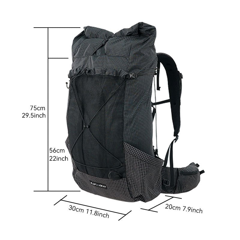 Sac à dos ultraléger / ultralight backpack 35L + 10L avec tissu imperméable UHMWPE 1kg "3F Ul Gear - Tianshan 45L" - Planète Rando