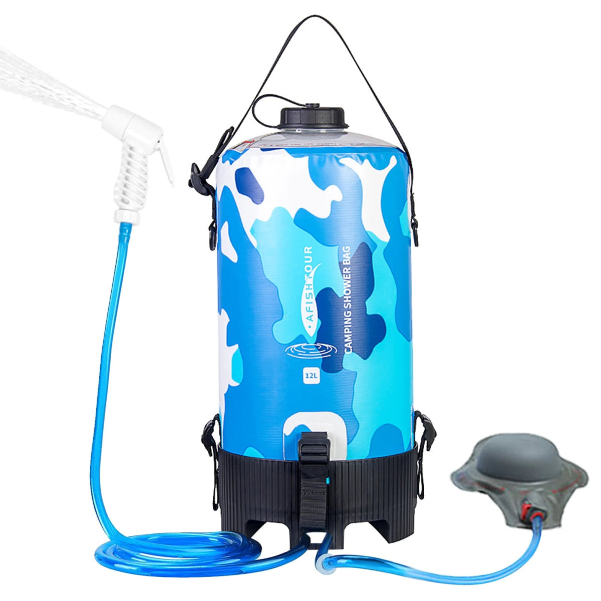 Sac de douche portable pour camping à pression en PVC 12L "Afishtour - Camping Shower Bag" - Planète Rando