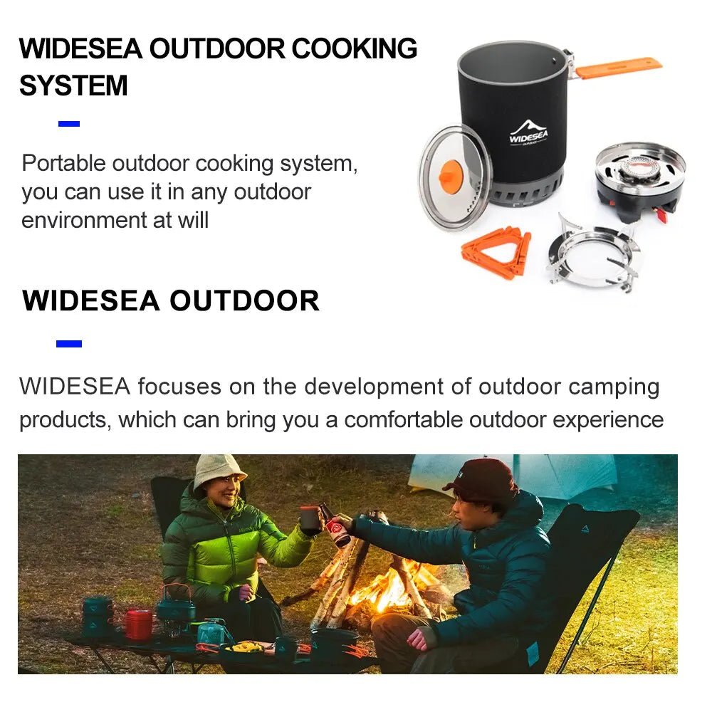 Système de cuisson, popote de camping / bivouac avec réchaud 16000BTU intégré 635g "Widesea - WSJC - 003" - Planète Rando