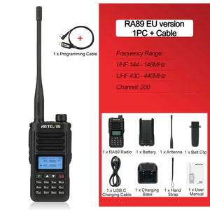 Talkie - walkie radio de Communication longue portée radio bidirectionnel FM VHF UHF étanche 10W "Retevis - RA89" - Planète Rando