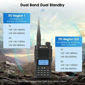 Talkie - walkie radio de Communication longue portée radio bidirectionnel FM VHF UHF étanche 10W "Retevis - RA89" - Planète Rando