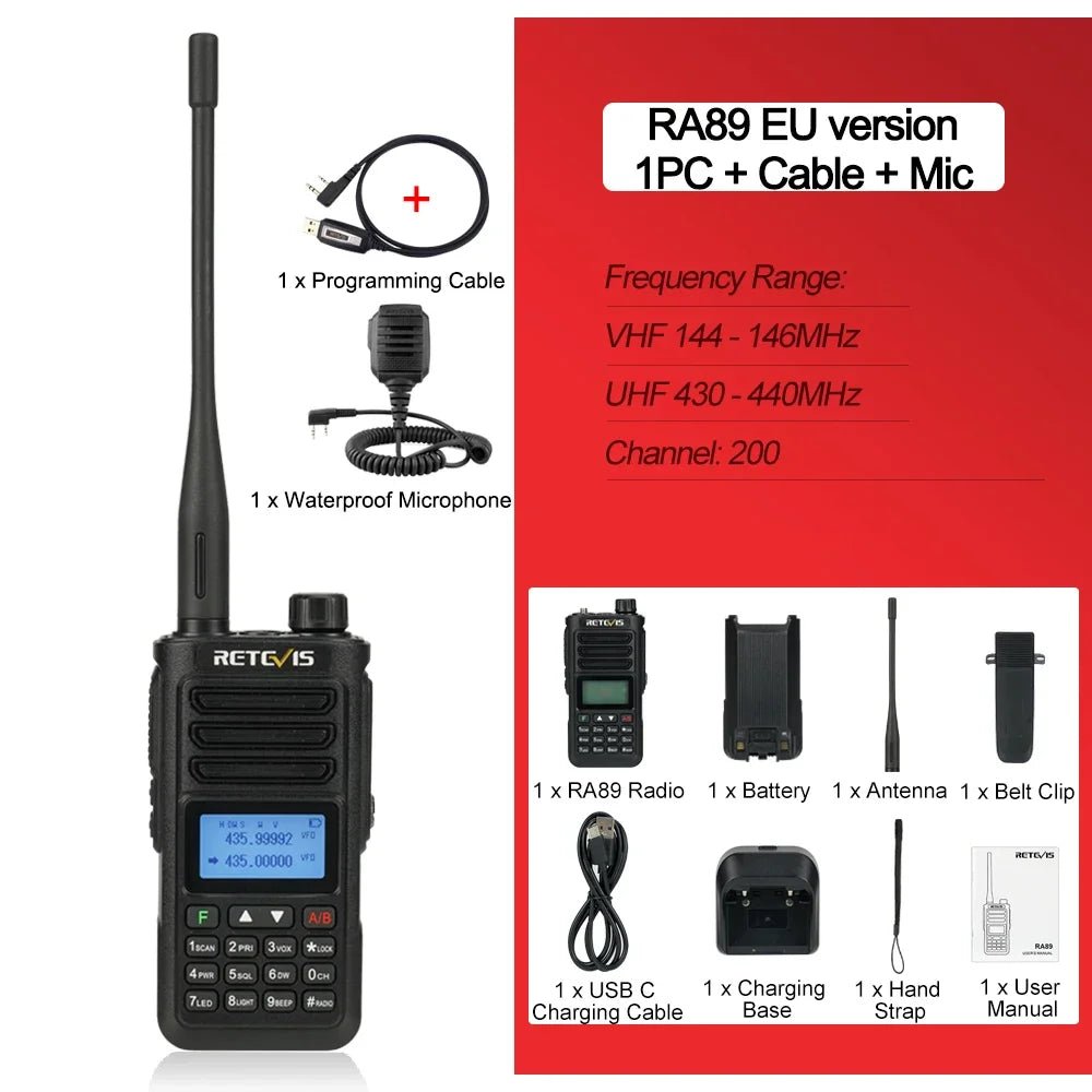 Talkie - walkie radio de Communication longue portée radio bidirectionnel FM VHF UHF étanche 10W "Retevis - RA89" - Planète Rando