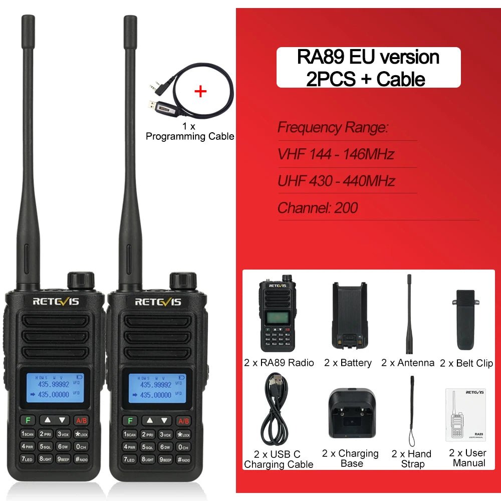 Talkie - walkie radio de Communication longue portée radio bidirectionnel FM VHF UHF étanche 10W "Retevis - RA89" - Planète Rando