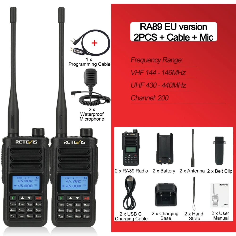 Talkie - walkie radio de Communication longue portée radio bidirectionnel FM VHF UHF étanche 10W "Retevis - RA89" - Planète Rando