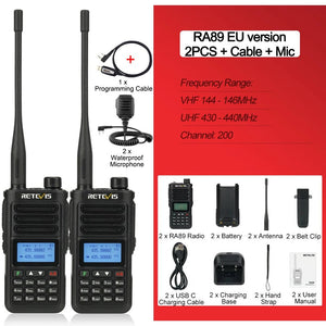 Talkie - walkie radio de Communication longue portée radio bidirectionnel FM VHF UHF étanche 10W "Retevis - RA89" - Planète Rando