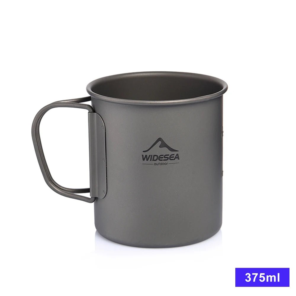 Tasse de camping en titane 200ml - 750ml à partir de 43g "Widesea - camping mug cup" - Titanium Cup 375ML | Planète Rando