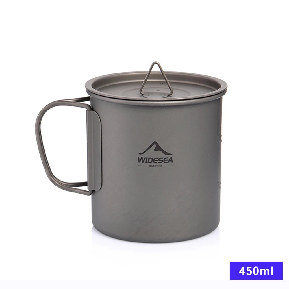 Tasse de camping en titane 200ml - 750ml à partir de 43g "Widesea - camping mug cup" - Titanium Cup 450ML | Planète Rando