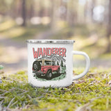 Tasse de camping imprimée en émail 360ml "Camping mug - Adventure life" - Planète Rando