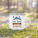 Tasse de camping imprimée en émail 360ml "Camping mug - Adventure life" - Planète Rando