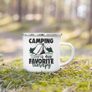 Tasse de camping imprimée en émail 360ml "Camping mug - Adventure life" - Planète Rando