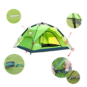 Tente de camping automatique, tente familiale pour 3 à 4 personnes à double couche 3,4kg "Desert&Fox - S022 - ZDZ" - Planète Rando