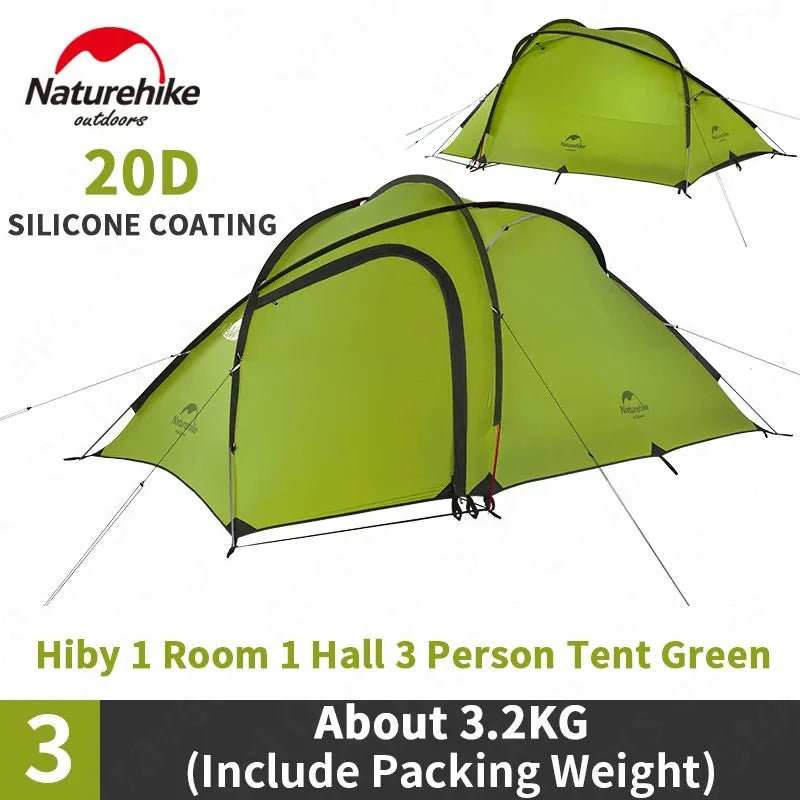 Tente double-parois pour le camping / bivouac 3 personnes 3,2kg "Naturehike - Hiby" - Planète Rando