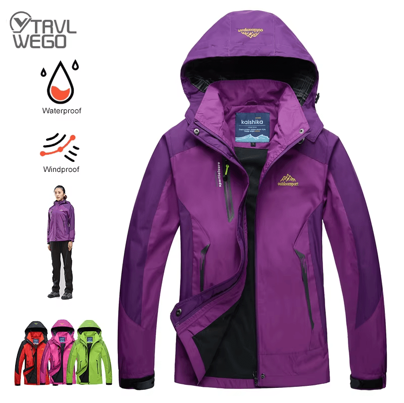 Veste de randonnée / Hardshell imperméable, coupe - vent pour femme 650g "TRVLWEGO - Outdoorsport" - Planète Rando