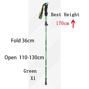 1 bâton télescopique de randonnée / marche nordique pliable en 5 sections 250g l'unité "Anyfashion - Tanerdd" - Green 36cm | Planète Rando