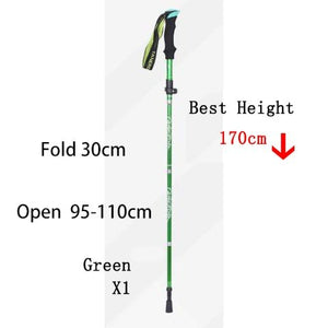 1 bâton télescopique de randonnée / marche nordique pliable en 5 sections 250g l'unité "Anyfashion - Tanerdd" - Green 30cm | Planète Rando