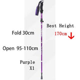 1 bâton télescopique de randonnée / marche nordique pliable en 5 sections 250g l'unité "Anyfashion - Tanerdd" - Purple 30cm | Planète Rando